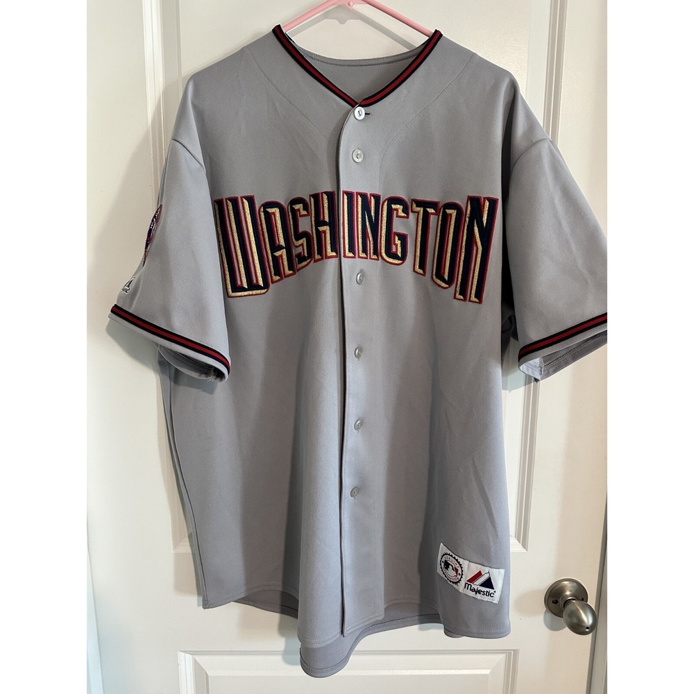 Washington Nationals Majestic Gray Road Jersey Sz XXL Button Front Short Sleeve